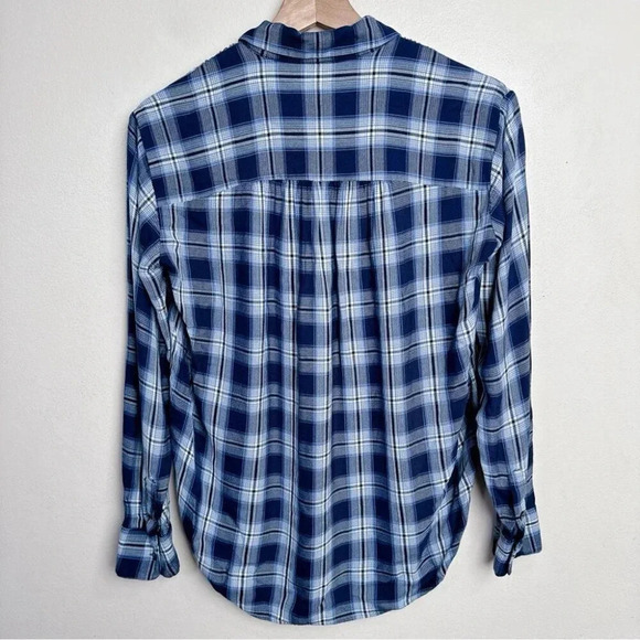 Madewell Womens Size Xsmall Central  Lansford Plaid Blue Long Sleeve - Picture 13 of 13